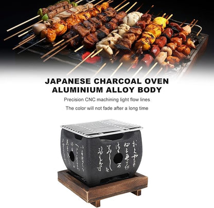 Japanese Style Portable Mini Charcoal Bbq Grill Aluminum Alloy Fast Heating Multifunctional Barbecue Stove (16.5x14.5cm / 6.5x5.7in)