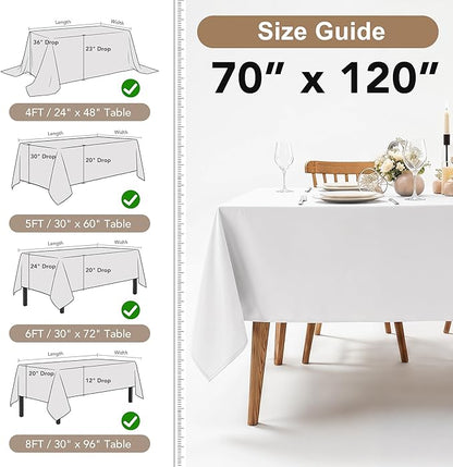 Fitable 6 Pack Yellow Tablecloths for Rectangle Tables, 70 x 120 Inch | Wrinkle & Stain Resistant, Washable Polyester Fabric Cloth Cover, For Wedding, Party, Banquet, Formal Events