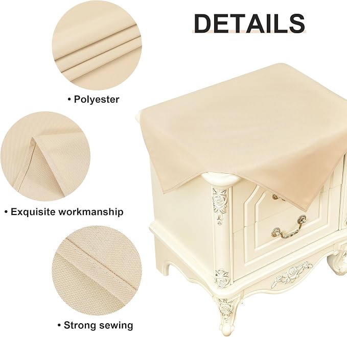 Wolkemer 2 Pack Small Square Beige Tablecloth 24x24 Inch Washable Fabric Table Cover for Nightstand End Bedside Table