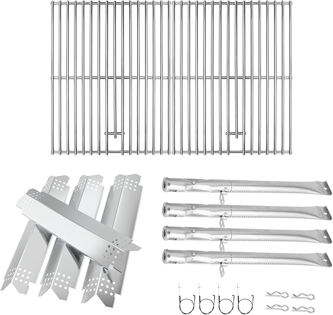 BQMAX Grill Replacement Parts for Nexgrill 4 Burner 720-0830X, Cooking Grate, Burner and Heat Plates for Nexgrill Replacements Part 4 Burner, Grill Parts Kit for Nexgrills 720-0830X Replacement Parts