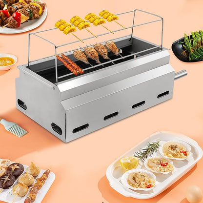 Outdoor Barbecue Grill, Charcoal Grill, Barbecue Grill with Oil-Catching Box, Balcony Barbecue Grill for Outdoor Camping Backyard Using