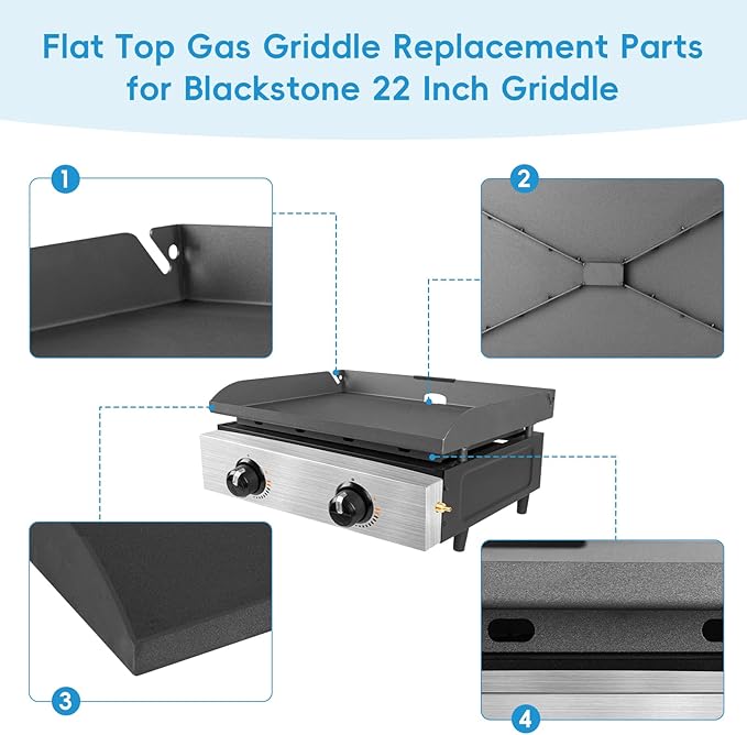 Upgrade 22" Griddle Top for Blackstone 1666, Griddle Replacement Top for Blackstone 22 Inch 1666 1813 2203 2304 Tabletop Replacement