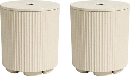 Patio Table for Umbrella, Pool Side Table, 2 Pack, Beige | Adjustable Knob, 1.5Inch Umbrella Hole, All Weather Material