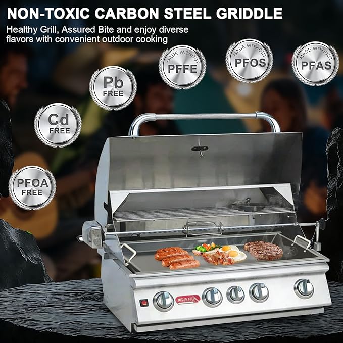 16517 Flat Top Griddle Insert for Bull Grill 4 Burner Angus 41628 47628 41629, Carbon Steel Griddle Plate for Outlaw 30" 26039 26038, for Bull Premium 18248 18249, Lion L75000 Grill Parts