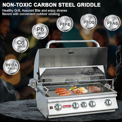 16517 Flat Top Griddle Insert for Bull Grill 4 Burner Angus 41628 47628 41629, Carbon Steel Griddle Plate for Outlaw 30" 26039 26038, for Bull Premium 18248 18249, Lion L75000 Grill Parts
