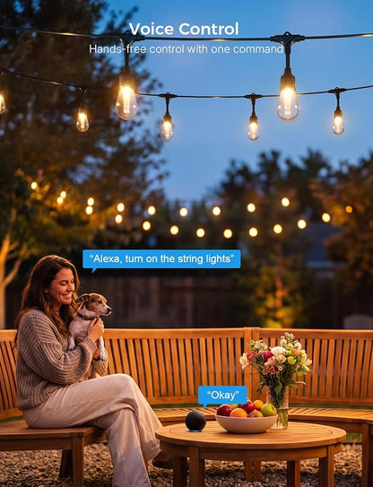XMCOSY+ Smart Outdoor String Lights 72.5FT, LED Patio Lights App Control | DIY Color Changing, RGBCW Dimmable White, Segment Control, Alexa Voice Control, Shatterproof IP65 Waterproof Outside Lights