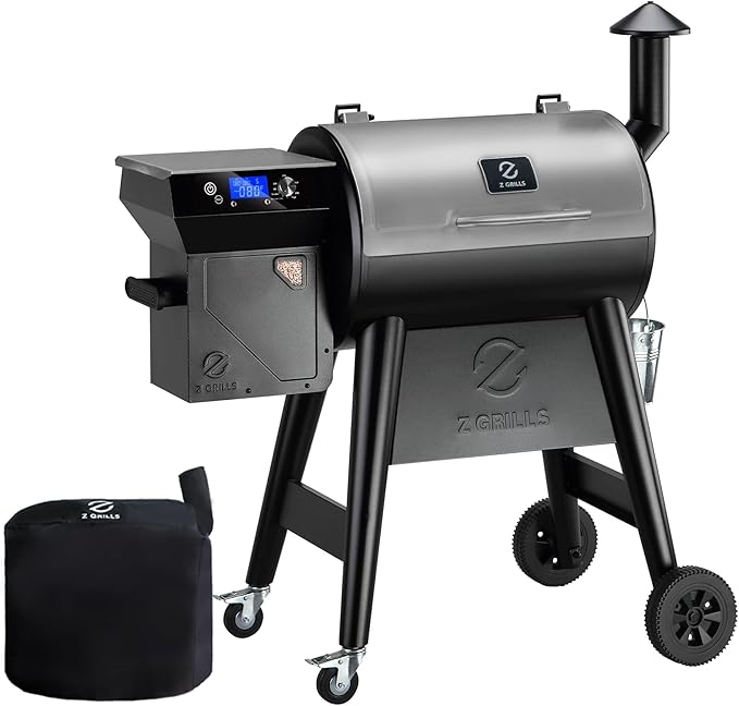Z GRILLS Pellet Smoker Grill, Versatile 8-in-1 Cooking, Upgrade PID 3.0 Digital Controller, All-terrain Wheels with Locking Casters, 459 SQ.IN Cooking Area, Hopper Cleanout, Meat Probe, Rain Cover