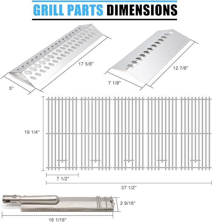 Grill Replacement Parts for Bull 57568 57569 BBQ Grill, 16517 Cooking Grate & 16521 16631 Flame Tamer 16670 16520 Heat Shield & 35717 16516 Grill Burner for Bull Brahma Grills