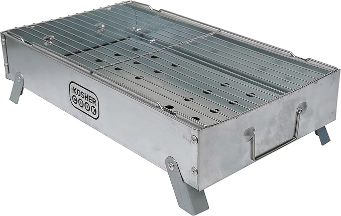 The Kosher Cook Portable Charcoal Grill - Portable Bbq Grill - Reusable Charcoal Grill with Folding Legs - Kosher No Tevilah Required
