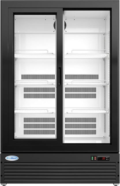 KoolMore 35 in. Retail Display Refrigerator, 10 Cu. Ft. Low Height Merchandiser Cooler, Aisle End Grab-and-Go Beverage Display Fridge for Convenience Stores, Supermarkets & Checkout, Black