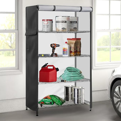 Storage Shelf Cover,Outdoor Heavy Duty 600D 36''W x 18''D x 72''H Dustproof Waterproof Shelf Covers for Wire Shelving,Storage Rack Cover with Zipper