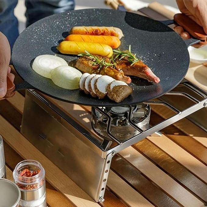 Uxsiya Anti Scald Detachable Wooden Assist Handle Holder, Strong Pan Handle Grips for Korean BBQ Grill Pan