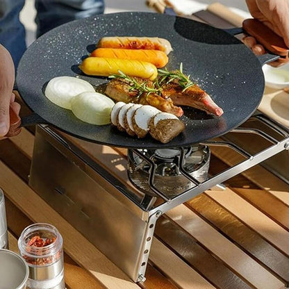 Uxsiya Anti Scald Detachable Wooden Assist Handle Holder, Strong Pan Handle Grips for Korean BBQ Grill Pan
