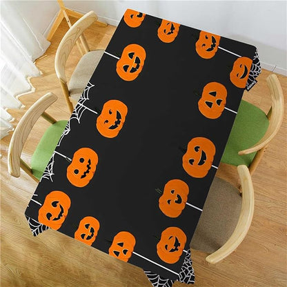 Swono Halloween Pumpkin 52"X70" Oblong Table Cloth Halloween Pumpkins Spider Web Cute Wrinkle Free Table Cover Farmhouse Tablecloth for Home Restaurant Picnic Indoor Outdoor Dining