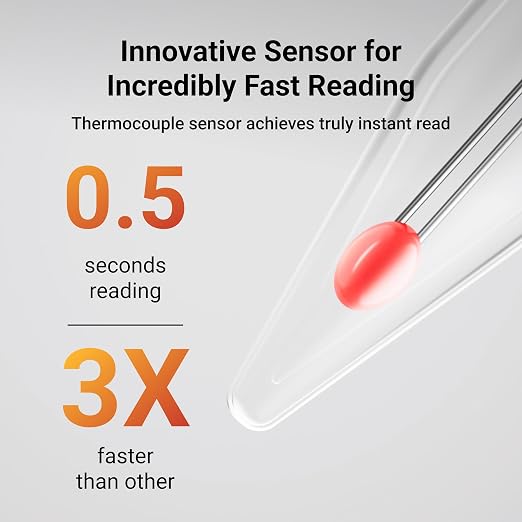 ThermoMaven Professional Meat Thermometer, NIST Certified Accuracy ±0.5°F | Instant Read in 0.5 Sec, IP67 Waterproof, Ambidextrous Backlight & Auto-Rotating Display, for BBQ/Grill/Cooking, Black&Orange