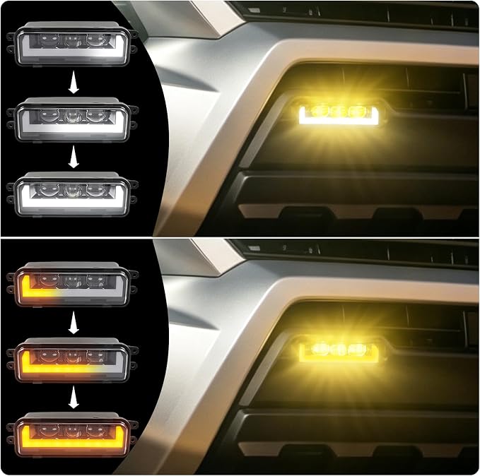 35watts Upgrade Amber Fog Lights bar for 2024-2027 Toyota Tacoma 4Runner | Led front bumper drl Turn Signal Light bar accessories,daytime running lights,2pcs bumper led tacoma 4ruuner 24-27