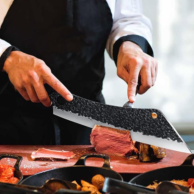 PURPLEBIRD 12 Inch Carving Knife Ultra Sharp Slicing Knife,Hand Forged Brisket Knives High Carbon Steel Meat Slicer, Long Kitchen Knives,Best for Slicing Roasts, Meats, Fruits and Vegetables