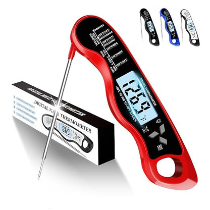 Meat Thermometer Digital, IP67 Waterproof Food Thermometer for Cooking | Backlight, Hold Function, Magnet, IP67 Waterproof, LED screen, for Kitchen, Grill, BBQ, Beef, Candy, Turkey