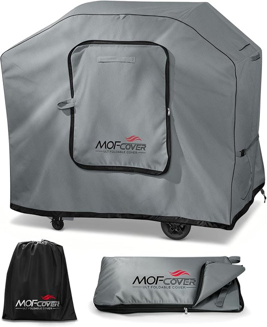 Exclusive Foldable 48 inch Grill Cover, 600D Heavy Duty Waterproof Outdoor BBQ Cover for 2-3 Burners Grill Weber Nexgrill CharBroil, Gray