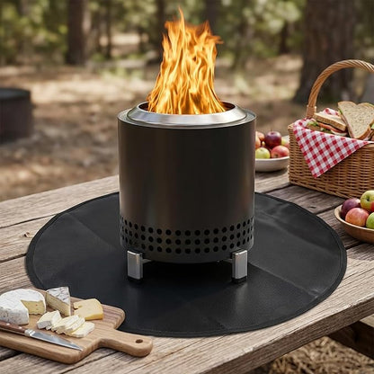 SheeChung Tabletop Fire Pit Mat Round 20" for Solo Stove Mesa XL,Heat Resistant Mat for Air Fryer,Double-Sided Oilproof and Slip Resistant Fire Pit Mat,Fireproof Silicone Countertop Protector