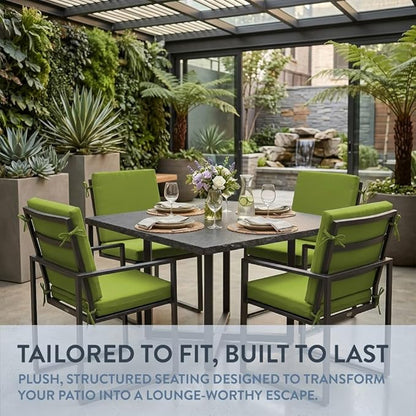 California Umbrella Outdoor Dining Chair, Set of 4 Patio Seat Cushions, 20 x 40 Inch, Premium Outdoor Memory Foam, Fade Resistant, Sunbrella Fabric, Fabric Ties, Macaw