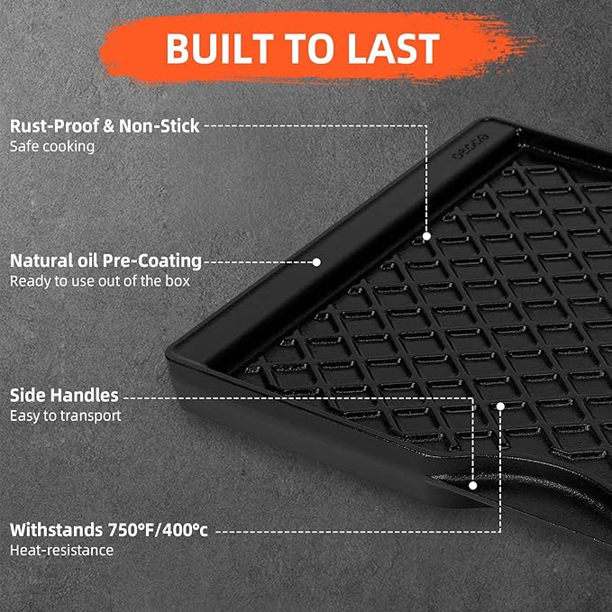 Grill Griddle for Weber Spirit 200 Series - Dual Sided Sear Parts for Weber Spirit 200 & GS4 Spirit II E210,Spirit II E220,17.5" Porcelain-Enameled Cast lron Thick Nonstick BBQ Griddle Pan