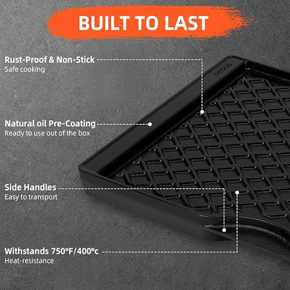 Grill Griddle for Weber Spirit 200 Series - Dual Sided Sear Parts for Weber Spirit 200 & GS4 Spirit II E210,Spirit II E220,17.5" Porcelain-Enameled Cast lron Thick Nonstick BBQ Griddle Pan