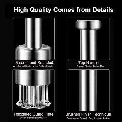 Stainless Steel Meat Tenderizer Tool, 21 Sharp Needles, Meat Piercing, Tenderizing Steak, Beef, Chicken, Pork, Barbecue, Marinating, Small Meat Grinder