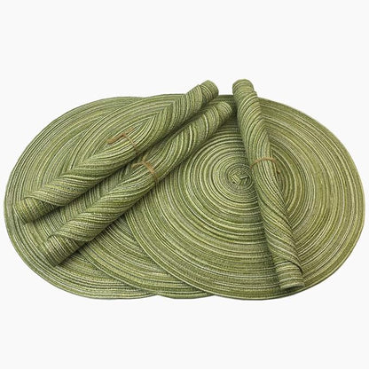 Red-A，Placemats,Round Placemats for Dining Table Set of 6 Woven Heat Resistant Non-Slip Kitchen Table Mats Diameter 14 inch(Green)