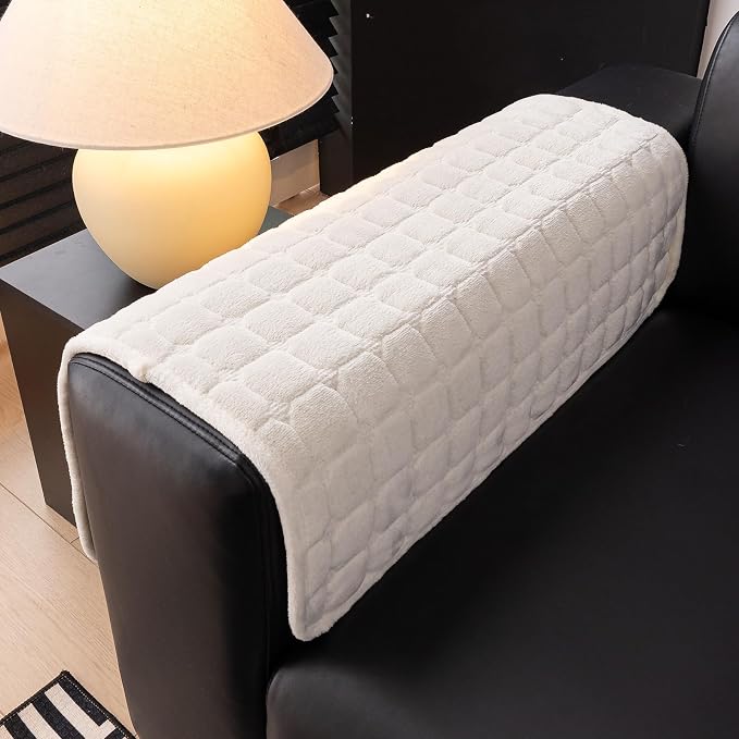 Velvet Couch Cover, Washable Sectional Sofa Cover, Anti Slip Sofa Slipcover for 3 Cushion Couch Sofa L Shaped Armrest Backrest, Furniture Protector Covers for Pets Kids(White, Only 1 PCS)