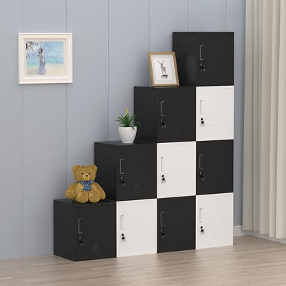 Metal Storage Locker Cabinet with Locking Door and Adjustable Shelf for Home Office Classroom Workshop Organization (Black)