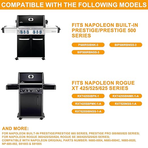 S91005 Grill Temperature for Napoleon Prestige/Built-in Prestige 500 Accessories, Napoleon Rogue XT/SE 425 525 625 Series Parts, Napoleon Prestige PRO 500/665/825 Series Grill Thermometer Replacement