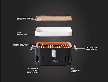 Everdure CUBE Portable Charcoal Grill + Carrying Bag Bundle | Portable Tabletop BBQ Grill