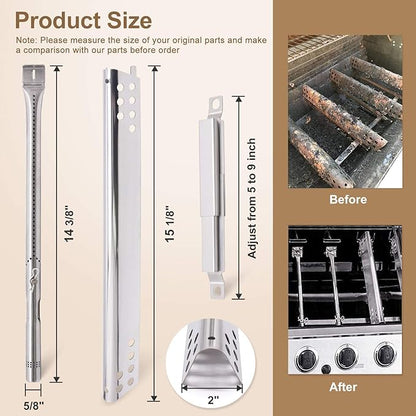 Criditpid Grill Replacement Parts for Charbroil 463344015, 463343015, 463433016, 463240015, 463432215 Gas Grill, Stainless Steel Heat Plate Shields, Crossover Tubes Burner for Charbroil 4 Burner