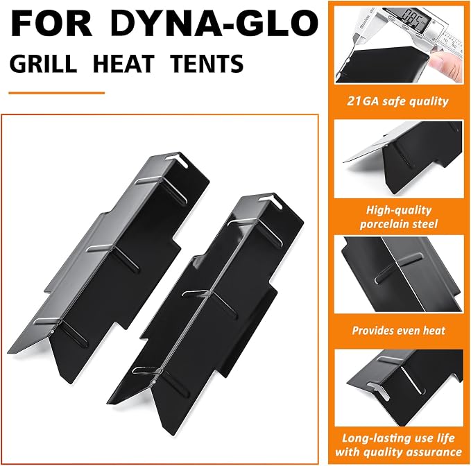 Burner Tube & Heat Plate for Dyna Glo d 3 Burner DGH353CRP | Fits for Dyna-Glo DGF350CSP, DGH373CRP-D DGF371CRP-D, stainless steel grill burners + porcelain steel heat plates