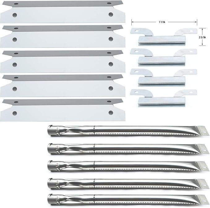 Parts Kit DG261 Replacement for Brinkmann 810-1575-W Gas Grill - Stainless Steel Burner, Carry-Over Tubes, and Heat Plate