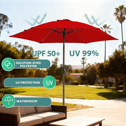7.5FT Large Outdoor Patio Umbrella with Crank & Tilt - Durable Market Umbrella for Outdoor Patio with 6 Fiberglass Ribs for Poolside,Deck,Yard,Garden