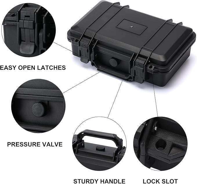CASOMAN 11.5-Inch Water-Proof & Explosion-Proof Box, with Cush- Proof Sponge, IP67 Water Proof Grade, Customizable Foam