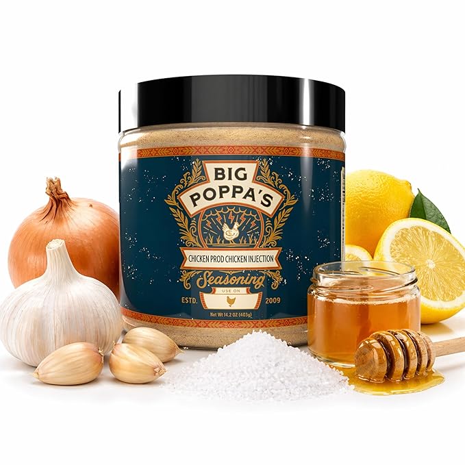 Big Poppa’s Juicy Poultry Injection – Savory Moisture-Locking Marinade for Chicken, Turkey, and Even Thighs & Wings – Signature Formula for Grilling, Smoking, Roasting & Holiday Feasts (14.2 Oz)