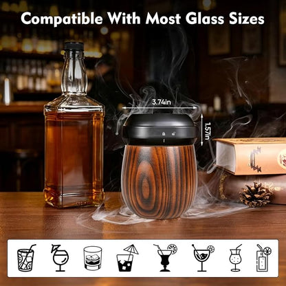 Rechargeable UFO Electric Cocktail Whiskey Smoker Kit with 6 Natural Wood Chip Flavors, Instant Smoke Output, Ideal Gift for Cocktail & Whiskey Lovers