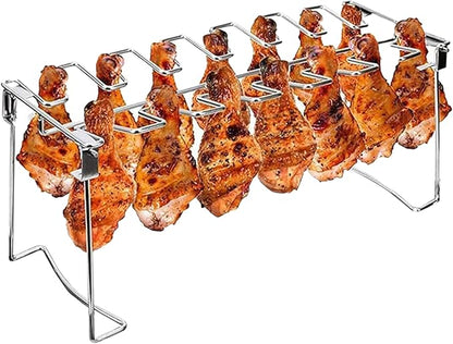 Triceratops Chicken Leg and Wing Rack, 14 Slots BBQ Chicken Drumsticks Holder Stainless Steel Roaster Stand for Smoker Grill, Oven, Charcoal Grill