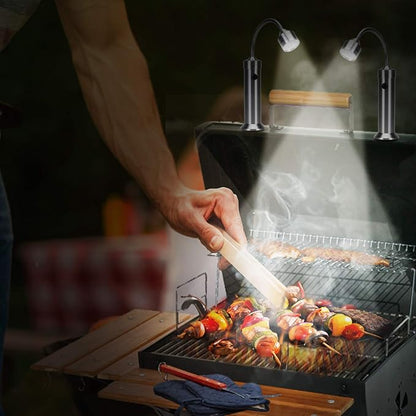 KOSIN Barbecue Grill Light Magnetic Base Super-Bright LED BBQ Lights - 360 Degree Flexible Gooseneck, Weather Resistant, Batteries Included - Pack of