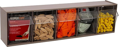 Akro-Mils TiltView Plastic Storage Cabinet with 5 Tilt Out Bins, Horizontal Plastic Parts Organizer, Teacher Toolbox, and Office Supply Organizer, 23-5/8" W x 6-1/2" H x 5-5/8" D, Mocha Raspberry