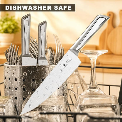 imarku 14-Piece Knife Set with Block, Glides Through Meat, Fish, Veggies & Bread, High Carbon Stainless Steel, Built-in Sharpener, Ergonomic Non-Slip Handle, Essential Gift for Home Cooks