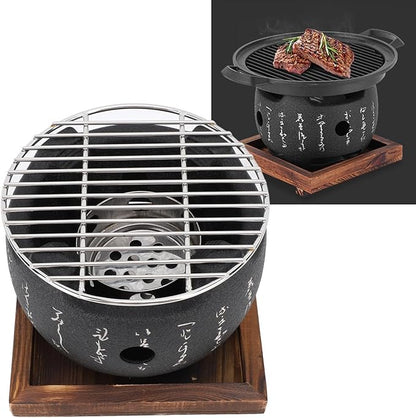 Mini Portable Japanese BBQ Grill, High-Efficiency Charcoal Stove for Even Heat Grilling, Multi-Purpose Outdoor Family Camping Tool Large