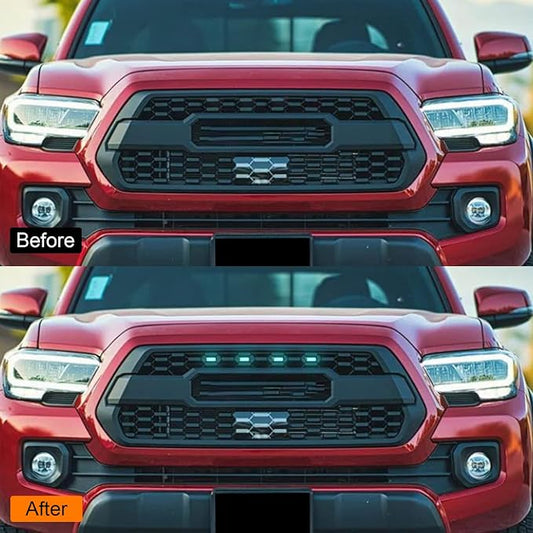 RGB Grill Led Lights 4 PCS for Toyota Tacoma 2016-2023 TRD PRO OEM Only | Pack of 4 Front Grille LED Light Clear Lens with Instruction and Fuse, APP/Remote Control 20 Custom Colors