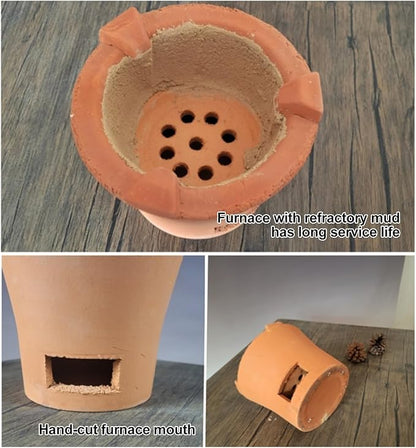 Red Clay Charcoal Stove, Camping Clay Stove, Outdoor Pottery Barbecue Stove, Clay Grilling Stove, Home Heating Stove, Camping Barbecue Tool for Outdoor, Tea Room, Indoor(19x15cm/7.5x6in)