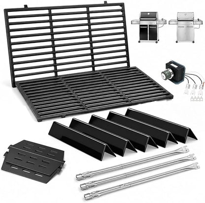 Uniflasy Grill Parts for Weber Genesis 300 Series with Front Control, Fits Genesis E310 E320 S310 S320 EP310 EP320, 7524 Cooking Grates, 62752 Burner Tubes, 7620 Flavorizer Bars & 7628 Igniter