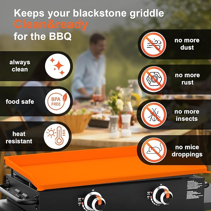 28in Premium Silicone Griddle Cover Mat for Blackstone Griddle 28 Inch - Hermetic Protection from Rust & Debris All Year, Fits All Blackstone 36 Inch Models - Food Grade Silicone(Orange)
