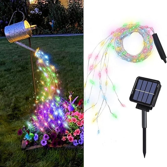 VOOKRY 10 Strands 200 LEDs Solar Fairy Lights Outdoor Waterproof, Solar Powered String Lights 8 Modes DIY Watering Can Lights for Party Wedding Patio Yard Garden Tree Decorations(Multicolor)